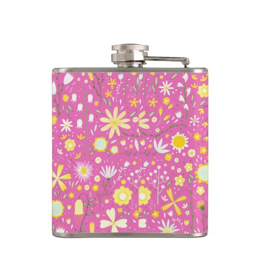 Rosa botanische Wildblume Flachmann (Rückseite)