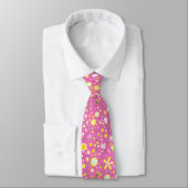 Rosa Botanische Wildblume Floral Neck Tie Krawatte (Gebunden)