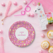 Rosa botanische Wildblume Pappteller (Party)