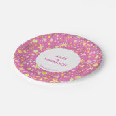 Rosa botanische Wildblume Pappteller (Schrägansicht)