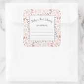 Rosa-botanisches Mädchenduschbuch Quadratischer Aufkleber (Tasche)