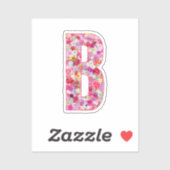 Rosa botanisches Monogramm Blumeninitial B Aufkleber (Blatt)