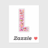 Rosa botanisches Monogramm Blumeninitiale L Aufkleber (Blatt)