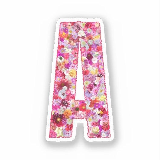 Rosa botanisches Monogramm Blumenletter A Initiale Aufkleber (Vorderseite)
