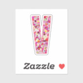 Rosa botanisches Monogramm Blumenvorlage Buchstabe Aufkleber (Blatt)