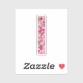 Rosa botanisches Monogramm Blumige Buchstabe I Ini Aufkleber (Blatt)