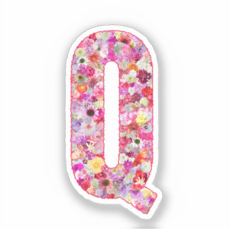 Rosa botanisches Monogramm Florales Buchstabe Q In Aufkleber