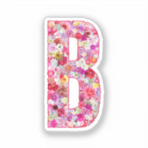 Rosa botanisches Monogramm Florales Initial B