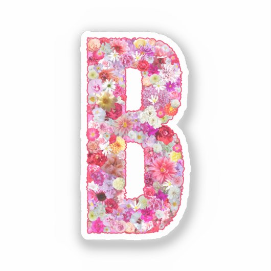 Rosa botanisches Monogramm Florales Initial B Aufkleber (Vorderseite)