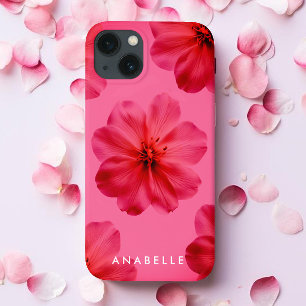 Rosa Botanisches Muster Monogramm Case-Mate iPhone Hülle