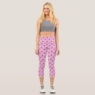 Rosa botanisches Wasserfarben-Blumen-Naturdesign B Capri Leggings