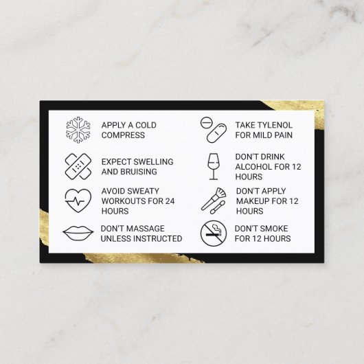 Rosa Botox Aftercare-Karte Visitenkarte (Rückseite)