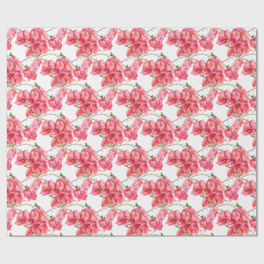 Rosa Bougainvillea, Aquarell gemustert Geschenkpapier (Flach)