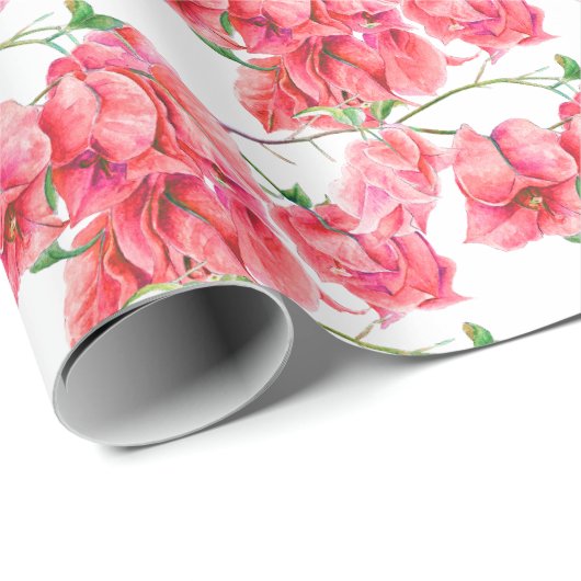 Rosa Bougainvillea, Aquarell gemustert Geschenkpapier (Rolleneckpunkt)