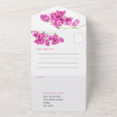 Rosa Bougainvillea Aquarell Hochzeit RSVP Optionen All In One Einladung (Außenbereich)
