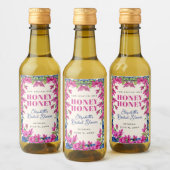 Rosa Bougainvillea Blaue Fliesen-Brautparty Weinetikett (Flaschen)