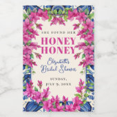 Rosa Bougainvillea Blaue Fliesen-Brautparty Weinetikett (Einzelnes Label)