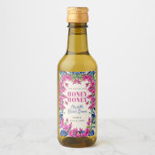 Rosa Bougainvillea Blaue Fliesen-Brautparty Weinetikett (Vorderseite)