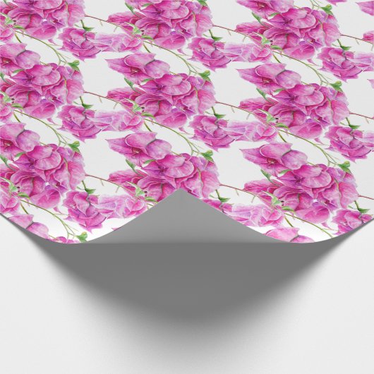 Rosa Bougainvillea botanisches Aquarellmuster Geschenkpapier (Ecke)