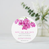 Rosa Bougainvillea rettete das neue Datum Hochzeit Save The Date (Stehend Vorderseite)