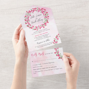 Rosa Bougainvillea Tropischer Wald Kranz Hochzeit All In One Einladung