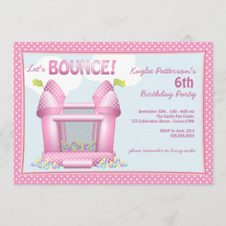 Rosa Bouncy Schlag-Haus-Geburtstags-Party Einladung