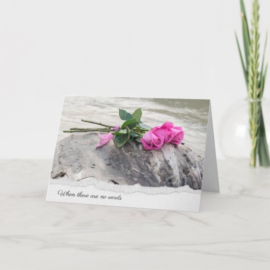 Rosa Bouquet auf dem Driftwood-Beileid Karte (Vorderseite)