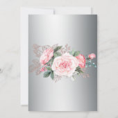 Rosa Bouquet auf Silberhochzeit Einladung (Rückseite)