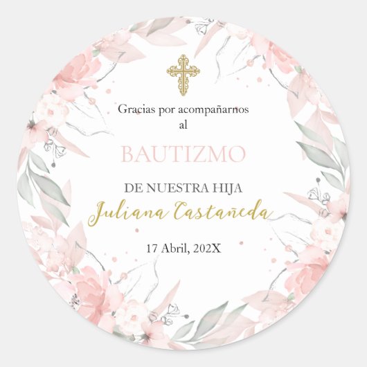 Rosa Bouquet danke Ihnen Aufkleber (Vorderseite)