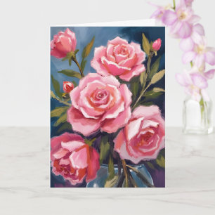 Rosa Bouquet Malerei Karte in Rosa