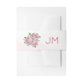 Rosa Bouquet Monogram Wedding Einladungsbanderole (Vorderseite Beispiel)