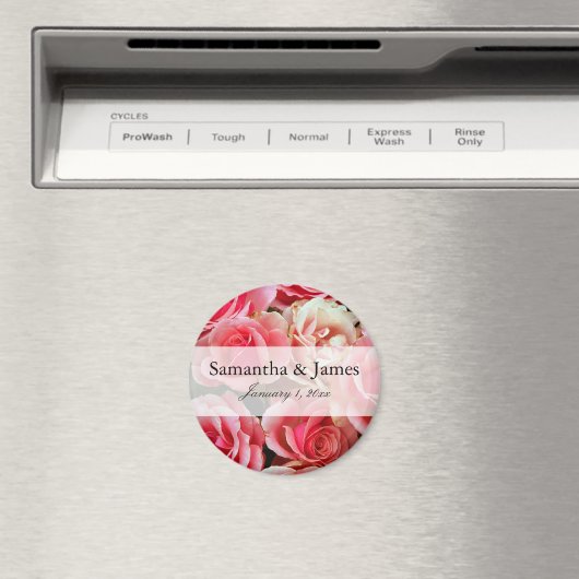 Rosa Bouquet Personalisierte Hochzeit Magnet (In Situ (Geschirrspüler))