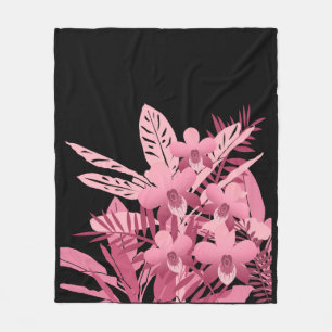 Rosa Bouquet tropisch Fleecedecke