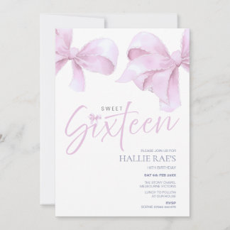 Rosa Bow 16 . Geburtstag Einladung, 16. Geburtstag Einladung