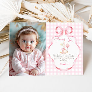 Rosa Bow Albern Gänse 1. Geburtstag Foto Dankeskarte