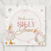 Rosa Bow Albern Gänse Coquette Geburtstag Geschenkanhänger (Vorderseite)