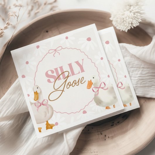 Rosa Bow Albern Gänse Coquette Geburtstag Serviette
