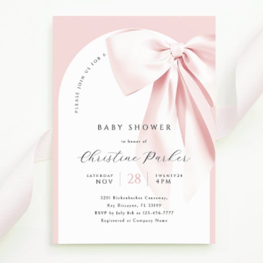 Rosa Bow Arch Baby Dusche Einladung