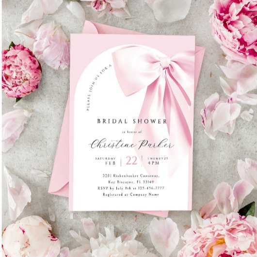 Rosa Bow Arch Bridal Dusche Einladung