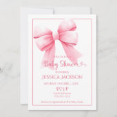 Rosa Bow Baby Girl Dusche Einladung (Vorderseite)