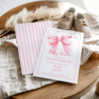 Rosa Bow Baby Girl Dusche Einladung