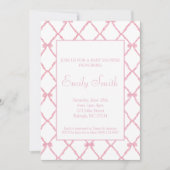 Rosa Bow Babydusche Einladung (Vorderseite)