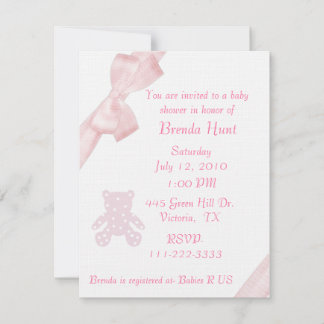 Rosa Bow Babydusche Einladung