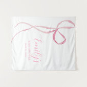 Rosa Bow Babydusche Stoffschild Hintergrund Wandteppich (Vorderseite (Horizontal))