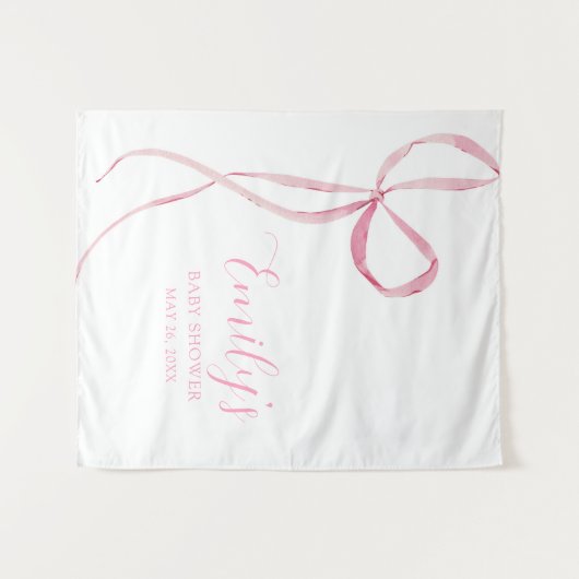 Rosa Bow Babydusche Stoffschild Hintergrund Wandteppich (Vorderseite (Horizontal))