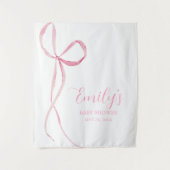 Rosa Bow Babydusche Stoffschild Hintergrund Wandteppich (Vorderseite)