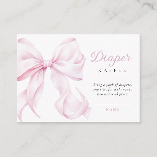 Rosa Bow Babydusche Windelwanne Begleitkarte (Vorderseite)