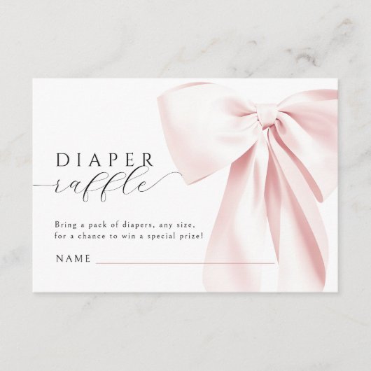 Rosa Bow Babydusche Windelwanne Begleitkarte (Vorderseite)