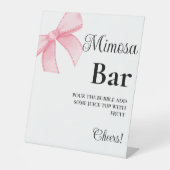 Rosa Bow Bachelorette Mimosa Bar Table Sign Sockelschild (Vorderseite)