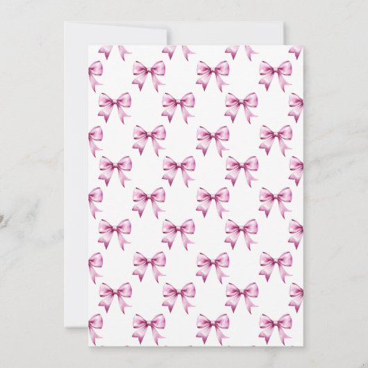 Rosa Bow Band Babydusche Einladung (Rückseite)